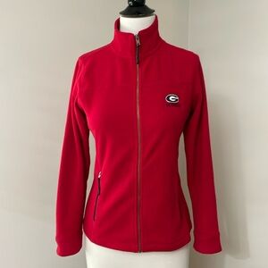UGA University of Georgia Red Fleece full zip collared lightweight jacket Size S